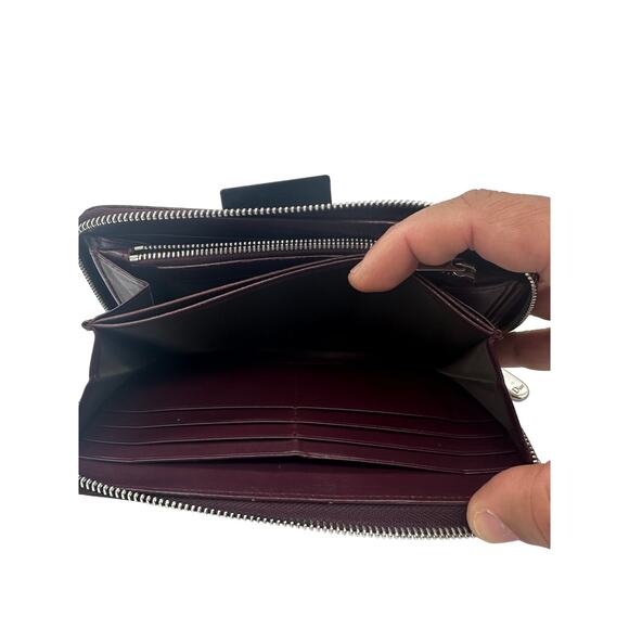 Christian Dior‎ Diorissimo Pattern Vingtage Continental Patton Burgundy Wallet - Picture 9 of 11